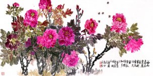 近现代 马世治 横幅牡丹 136X68[花鸟]