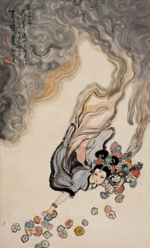 近现代 顾炳鑫 散花图 24×39[人物]