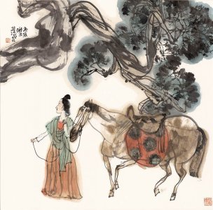 近现代 韩硕 水墨延伸九 67x67[人物]