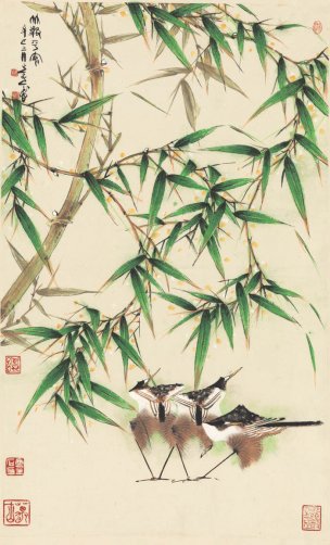 近现代 韩天衡 竹报平安-1 51×85[花鸟]