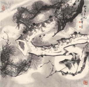 近现代 韩天衡 松翠千纪-1 69×67[花鸟]