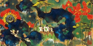 近现代 韩天衡 荷花-3 97x48[花鸟]