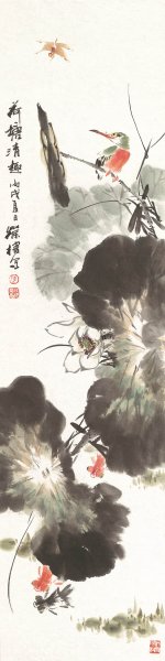 近现代 陈葆棣 花鸟四屏1 34.5x138[花鸟]