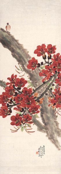 近现代 陈树人 岭南春色图轴 纸本39.7x112.9[花鸟