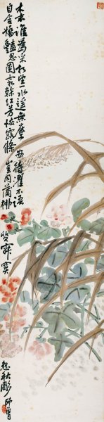近现代 陈师曾 四条屏 怨秋凋 纸138x34[花鸟]