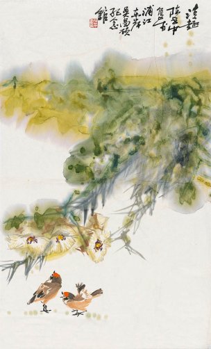 近现代 陈世中 小鸟图单片 53×86[花鸟]