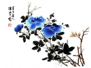 近现代 陈半丁 月季[花鸟]