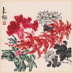 近现代 陈大羽 三秋图 69x69[花鸟]