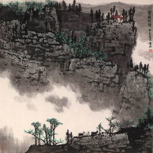 近现代 白雪石 山水斗方67.5X67.5[山水] 