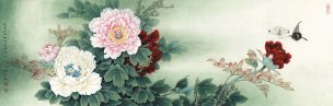 近现代 李晓明  总领群芳 131x41[花鸟]