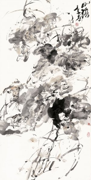 近现代 李世南 万亩荷风-137x69[人物]