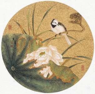 近现代 张建军 团扇小鸟10幅-06-43x43[花鸟]