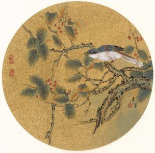 近现代 张建军 团扇小鸟10幅-01-43x43[花鸟]
