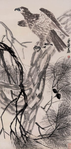 近现代 齐白石 松鹰图纸131.4X63（天津博物馆） 