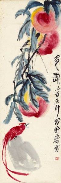 近现代 齐白石 多寿图--2 20x60[花鸟]