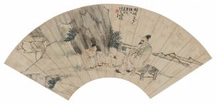 近现代 齐白石 折枝花卉扇面-2[人物]