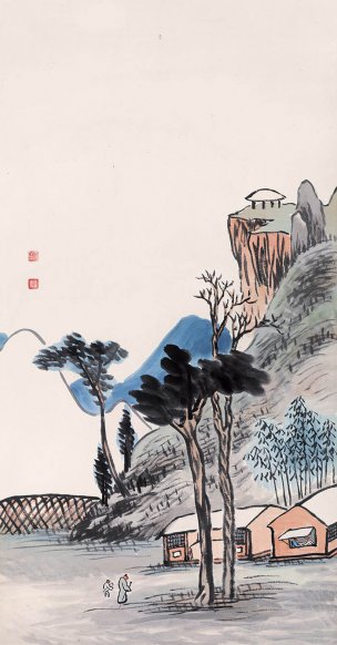 近现代 齐白石 山水纸93.9X48.8（天津博物馆）[山