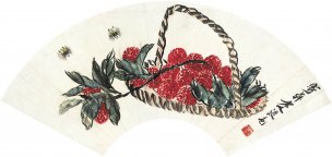 近现代 齐白石 扇页 花果蜜蜂-ca0804042[花鸟]