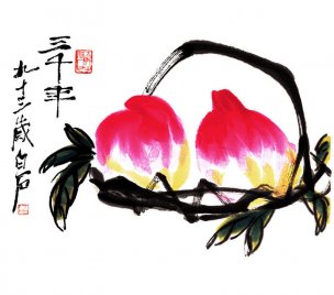近现代 齐白石 双寿[花鸟]