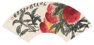 近现代 齐白石 1865-齐白石-扇面 长寿延年扇[花鸟