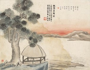 近现代 齐白石 -1129-石门二十四景图-槐荫莫蝉图 