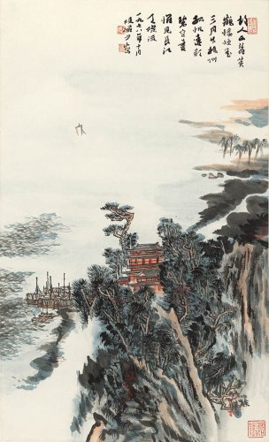 近现代 陆俨少 诗意山水图 纸本49.9x82.3[山水]