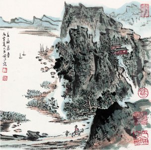 近现代 陆俨少 纪念全集-蒙象册9-34x34[山水] 