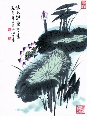 近现代 陆俨少 照水江渠细细香2 32X42[花鸟]