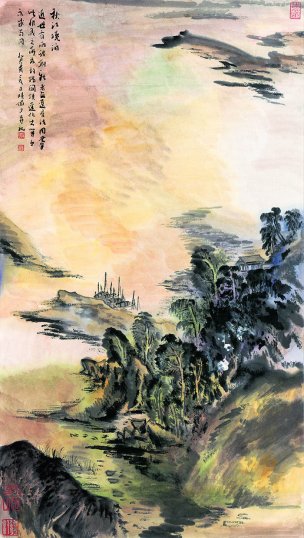 近现代 陆俨少 秋江昨晚泊2 52x93[山水]
