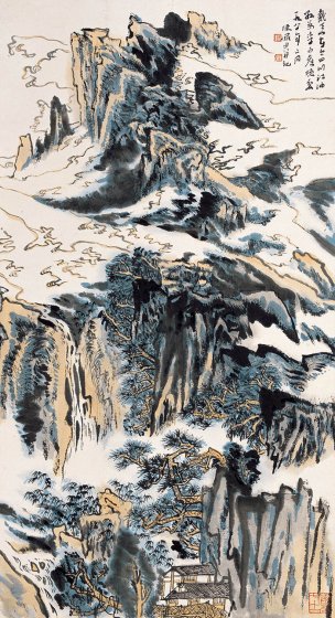 近现代 陆俨少 无题12 53X97[山水]