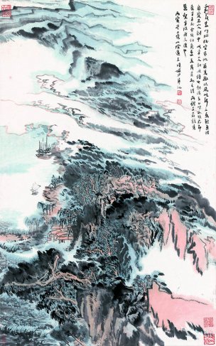 近现代 陆俨少 李白布帆天盖图2 69X110[山水] 
