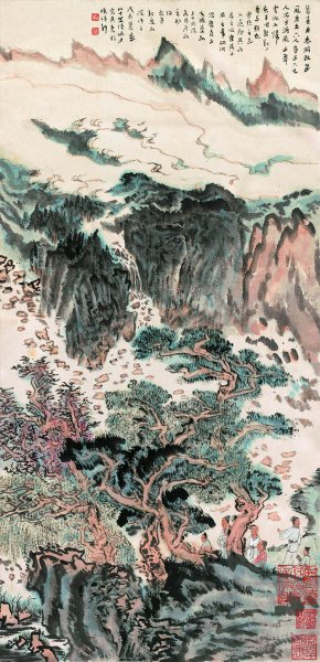 近现代 陆俨少 暮春泳归图2 49X100[山水] 