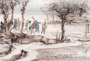 近现代 陆俨少 乡村的早晨68-46cm [山水]