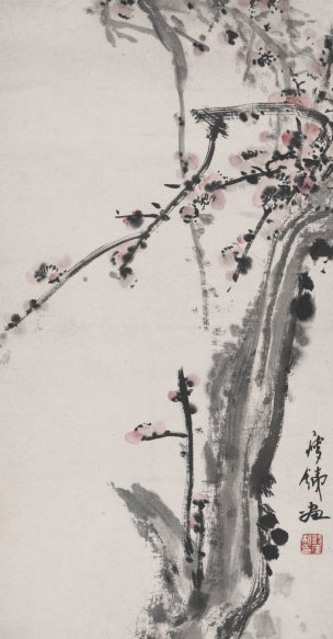 近现代 钱痩铁 红梅图轴46X24[花鸟]