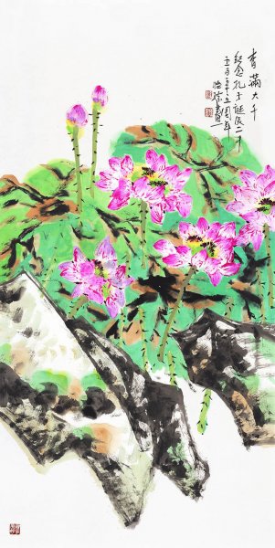 近现代 郭怡宗 画 69×136[花鸟]