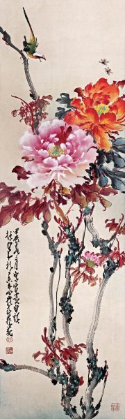 近现代 赵少昂 富贵白头 31x103[花鸟] 
