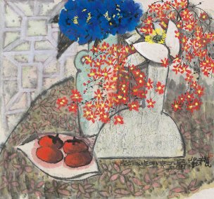 近现代 袁野 花开富贵60x56[花鸟]