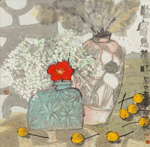 近现代 袁野 旧时之梦 60x59[花鸟]