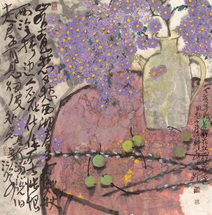 近现代 袁野 紫鹃 59x60[花鸟]