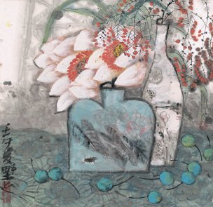 近现代 袁野 荷香 60x58[花鸟]