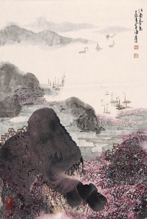 近现代 蔡大雄 江南春色图轴 45x67[山水]