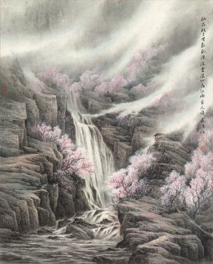 近现代 董希源 桃花枝上  97x120[山水]