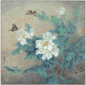 近现代 董希源 牡丹  70×69[花鸟]