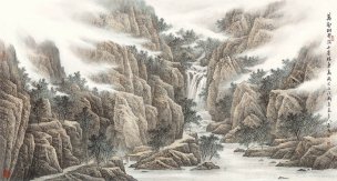 近现代 董希源 万壑树声满千崖  180×97[山水]