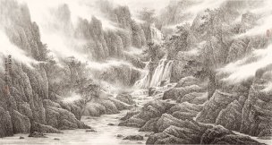 近现代 董希源 云满幽谷  179×96[山水]