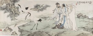 近现代 范曾 苏子侣鹤图 拼接 187×74[人物]