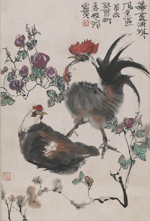 近现代 程十发 雄鸡图68X46 [走兽]
