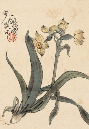 近现代 程十发 画 20×29[花鸟]
