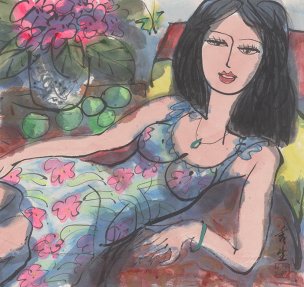 近现代 秀生 花裙女子-huaqunnvzi(437x45) [人物]