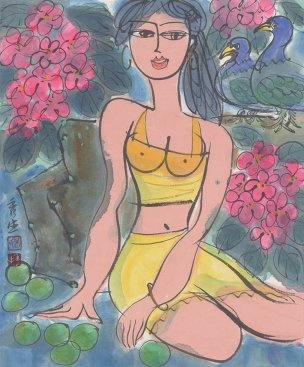 近现代 秀生 花季少女1-huajishaonv1(59.6x48.2) [人物